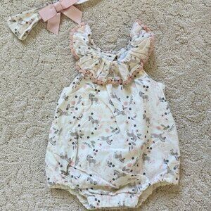 Floral Baby Romper with Headband